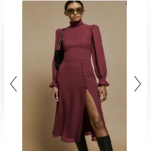 Reformation Stevi Burgundy Long Sleeve Dress